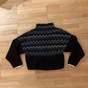 Anthropologie Black White Blue and Green Sweater